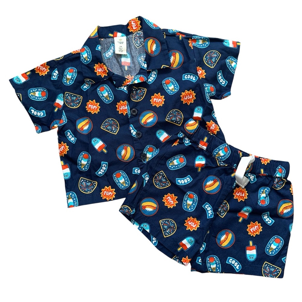 Tucker + Tate Summer 4th of July 2 Piece Button Down Matching Set Outfit